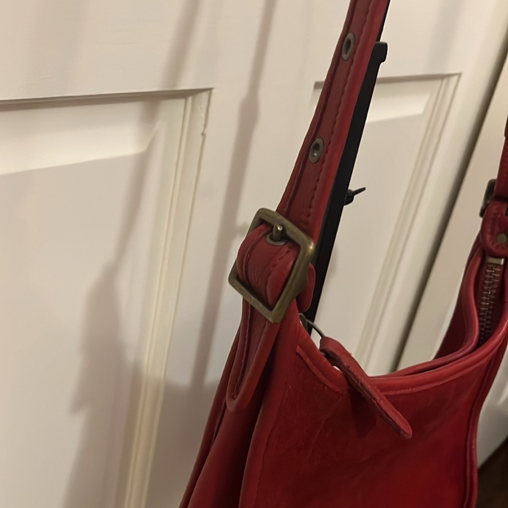 Coach Red Suede Shoulder Bag - Picture 4 of 6